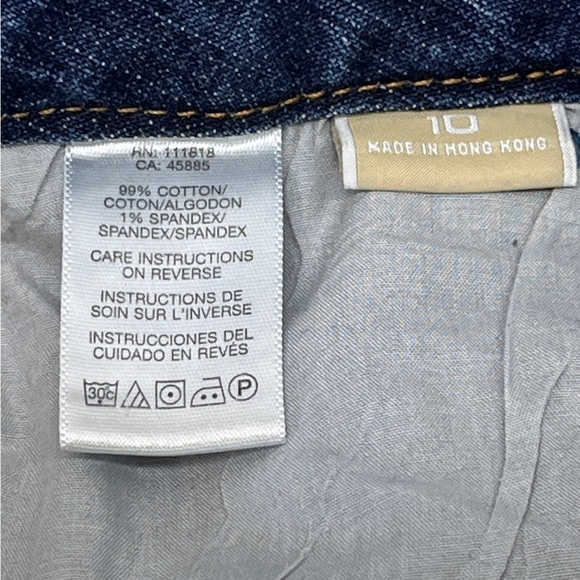 Michael Kors Denim Crop Pant Size 10 Button Leg  Buckle back cotton stretch - Picture 5 of 11